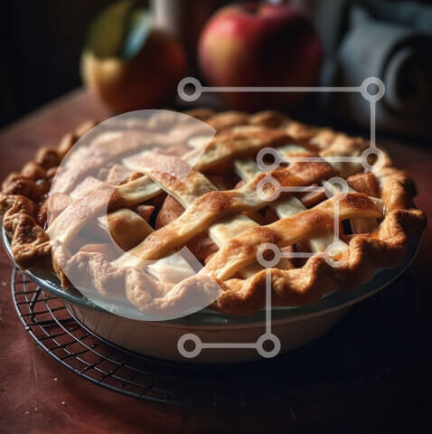 Intra Συλλεκτικό Ξύλινο Παζλ Plywood  4mm - Νόστιμη μηλόπιτα με θρυμματισμένη κρούστα και μήλα κομμένα σε φέτες Σε Ξύλινο Κουτί - Διαστάσεις: 10x10 cm – 25 κομμάτια - Image 1