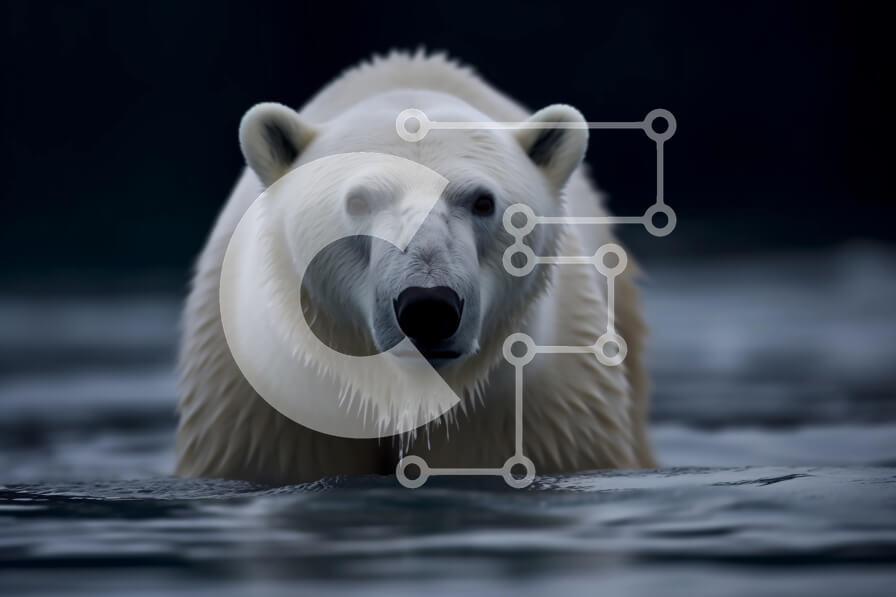 Intra Συλλεκτικό Ξύλινο Παζλ Plywood  4mm - Όμορφη εικόνα μιας πολικής αρκούδας που κολυμπά στο νερό Σε Ξύλινο Κουτί - Διαστάσεις: 10x10 cm – 25 κομμάτια