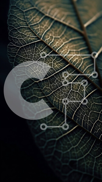 Intra Συλλεκτικό Ξύλινο Παζλ Plywood  4mm - Κοντινό πλάνο φλεβών φύλλων σε σκούρο φόντο Σε Ξύλινο Κουτί - Διαστάσεις: 10x10 cm – 25 κομμάτια