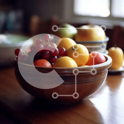 Intra Συλλεκτικό Ξύλινο Παζλ Plywood  4mm - Όμορφη εικόνα ενός μπολ με μικτά φρούτα σε φυσικό ξύλινο τραπέζι Σε Ξύλινο Κουτί - Διαστάσεις: 10x10 cm – 25 κομμάτια - Image 1