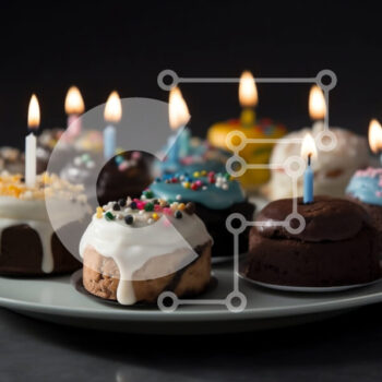 Intra Συλλεκτικό Ξύλινο Παζλ Plywood  4mm - Cupcakes με αναμμένα κεριά Τέλεια για γιορτές Σε Ξύλινο Κουτί - Διαστάσεις: 10x10 cm – 25 κομμάτια - Image 1