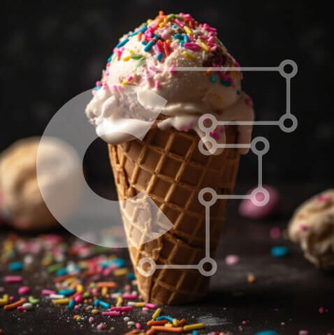 Intra Συλλεκτικό Ξύλινο Παζλ Plywood 4mm - Απολαύστε μια μπάλα παγωτό βανίλια σε χωνάκι βάφλας με ψεκασμούς Σε Ξύλινο Κουτί - Διαστάσεις: 10x10 cm – 25 κομμάτια - Image 1