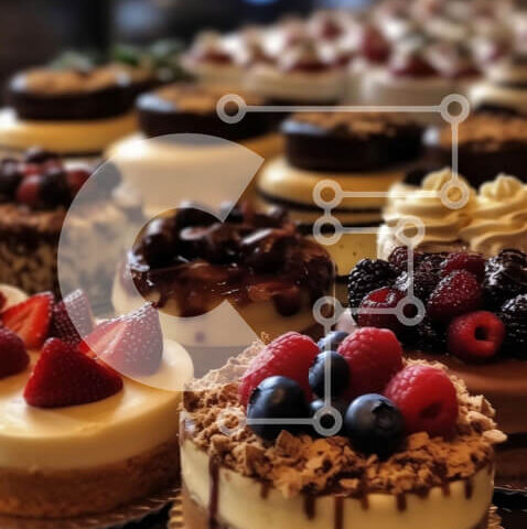 Intra Συλλεκτικό Ξύλινο Παζλ Plywood  4mm - Επίδειξη ποικιλίας επιδορπίων σε αρτοποιείο Σε Ξύλινο Κουτί - Διαστάσεις: 10x10 cm – 25 κομμάτια - Image 1