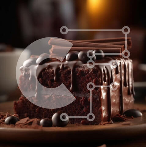 Intra Συλλεκτικό Ξύλινο Παζλ Plywood  4mm - Λαχταριστό κέικ σοκολάτας με σάλτσα σοκολάτας και σαντιγί Σε Ξύλινο Κουτί - Διαστάσεις: 10x10 cm – 25 κομμάτια - Image 1