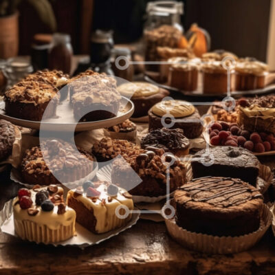 Intra Συλλεκτικό Ξύλινο Παζλ Plywood  4mm - Καταπληκτική εικόνα διάφορων αρτοσκευασμάτων Σε Ξύλινο Κουτί - Διαστάσεις: 10x10 cm – 25 κομμάτια - Image 1