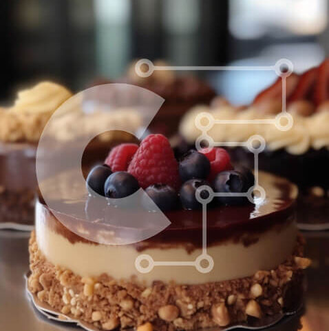 Intra Συλλεκτικό Ξύλινο Παζλ Plywood  4mm - Λαχταριστά επιδόρπια με κέικ σοκολάτας και cheesecake με μούρα και ξηρούς καρπούς Σε Ξύλινο Κουτί - Διαστάσεις: 10x10 cm – 25 κομμάτια - Image 1