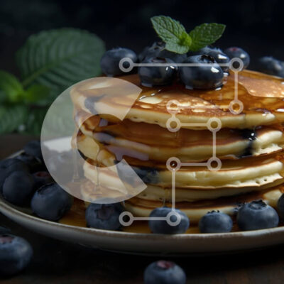 Intra Συλλεκτικό Ξύλινο Παζλ Plywood  4mm - Νόστιμο πρωινό Pancake με φρέσκα βατόμουρα και σιρόπι Σε Ξύλινο Κουτί - Διαστάσεις: 10x10 cm – 25 κομμάτια - Image 1