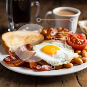 Intra Συλλεκτικό Ξύλινο Παζλ Plywood  4mm - Νόστιμο πιάτο πρωινού με αυγά, μπέικον, φασόλια, τοστ και καφέ Σε Ξύλινο Κουτί - Διαστάσεις: 10x10 cm – 25 κομμάτια