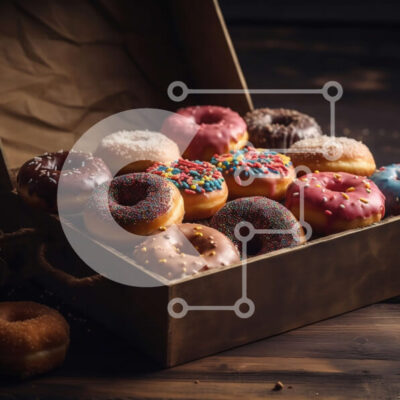 Intra Συλλεκτικό Ξύλινο Παζλ Plywood 4mm - Κουτί με νόστιμα ντόνατς - γλασαρισμένα, πασπαλισμένα και καλυμμένα με σοκολάτα Σε Ξύλινο Κουτί - Διαστάσεις: 10x10 cm – 25 κομμάτια - Image 1