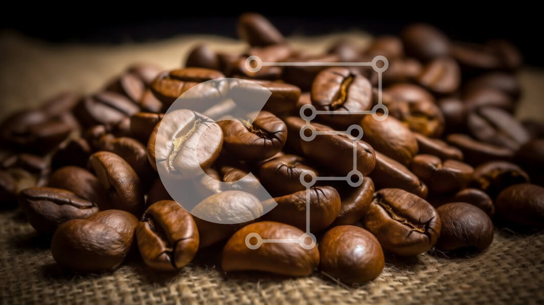 Intra Συλλεκτικό Ξύλινο Παζλ Plywood  4mm - Κοντινό πλάνο κόκκων καφέ σε σάκο λινάτσας Σε Ξύλινο Κουτί - Διαστάσεις: 10x10 cm – 25 κομμάτια