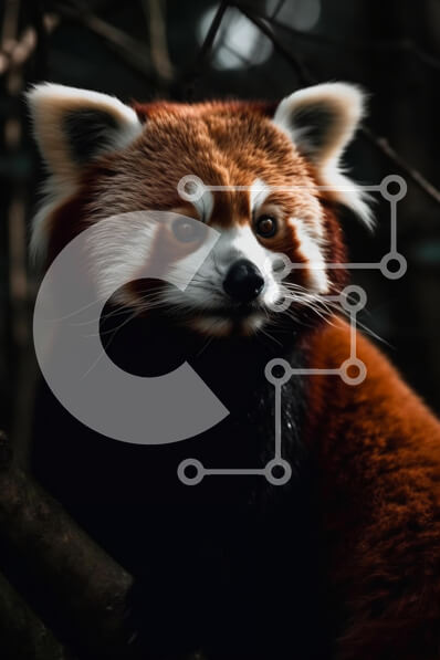 Intra Συλλεκτικό Ξύλινο Παζλ Plywood  4mm - Χαριτωμένη κόκκινη εικόνα Panda σε ένα καταπράσινο δάσος Σε Ξύλινο Κουτί - Διαστάσεις: 10x10 cm – 25 κομμάτια