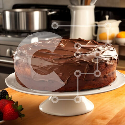 Intra Συλλεκτικό Ξύλινο Παζλ Plywood  4mm - Ακαταμάχητο κέικ σοκολάτας με γυαλιστερό πάγο σε μια κομψή κουζίνα Σε Ξύλινο Κουτί - Διαστάσεις: 10x10 cm – 25 κομμάτια - Image 1