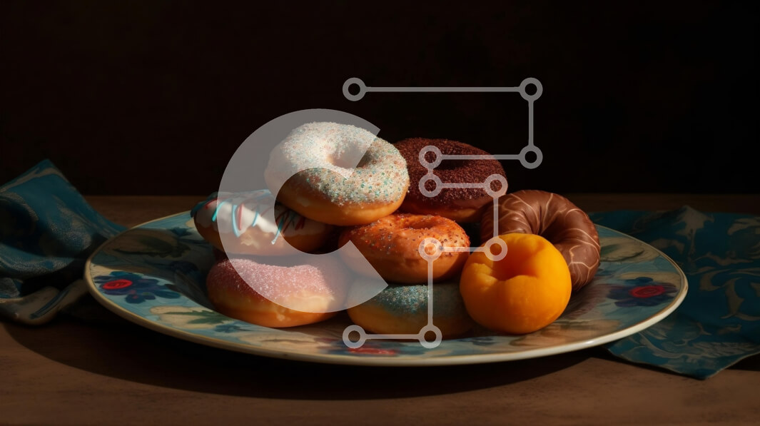 Intra Συλλεκτικό Ξύλινο Παζλ Plywood  4mm - Λαχταριστή εικόνα με ντόνατς σε πιάτο Σε Ξύλινο Κουτί - Διαστάσεις: 10x10 cm – 25 κομμάτια