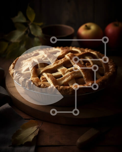 Intra Συλλεκτικό Ξύλινο Παζλ Plywood  4mm - Λαχταριστή εικόνα της μηλόπιτας με παγωτό βανίλια και φθινοπωρινά φύλλα έξω Σε Ξύλινο Κουτί - Διαστάσεις: 10x10 cm – 25 κομμάτια