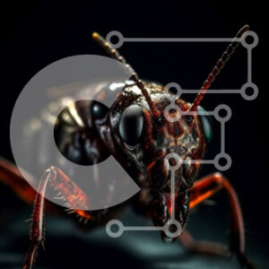 Intra Συλλεκτικό Ξύλινο Παζλ Plywood  4mm - Συναρπαστική εικόνα του κεφαλιού μιας κατσαρίδας από κοντά Σε Ξύλινο Κουτί - Διαστάσεις: 10x10 cm – 25 κομμάτια