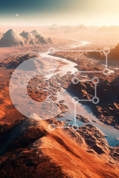 Intra Συλλεκτικό Ξύλινο Παζλ Plywood  4mm - Απόκοσμη εικόνα ενός κόκκινου πλανήτη με άγονο τοπίο και οροσειρές Σε Ξύλινο Κουτί - Διαστάσεις: 10x10 cm – 25 κομμάτια