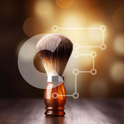 Intra Συλλεκτικό Ξύλινο Παζλ Plywood  4mm - Vintage βούρτσα ξυρίσματος σε παλιό ξύλινο τραπέζι με φώτα Bokeh Σε Ξύλινο Κουτί - Διαστάσεις: 10x10 cm – 25 κομμάτια - Image 1