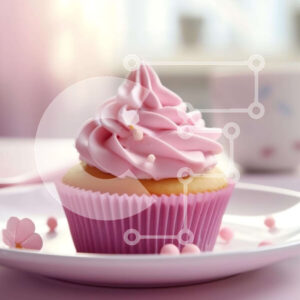 Intra Συλλεκτικό Ξύλινο Παζλ Plywood  4mm - Pink Frosted Cupcake με λουλούδια και φλιτζάνια Σε Ξύλινο Κουτί - Διαστάσεις: 10x10 cm – 25 κομμάτια