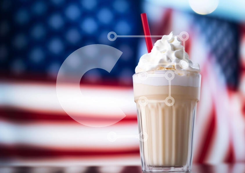 Intra Συλλεκτικό Ξύλινο Παζλ Plywood  4mm - Πατριωτικό Milkshake με φόντο αμερικανικής σημαίας Σε Ξύλινο Κουτί - Διαστάσεις: 10x10 cm – 25 κομμάτια