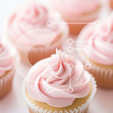 Intra Συλλεκτικό Ξύλινο Παζλ Plywood  4mm - Ομάδα cupcakes με φόντο ροζ γλάσο και λευκό χαρτί Σε Ξύλινο Κουτί - Διαστάσεις: 10x10 cm – 25 κομμάτια - Image 1