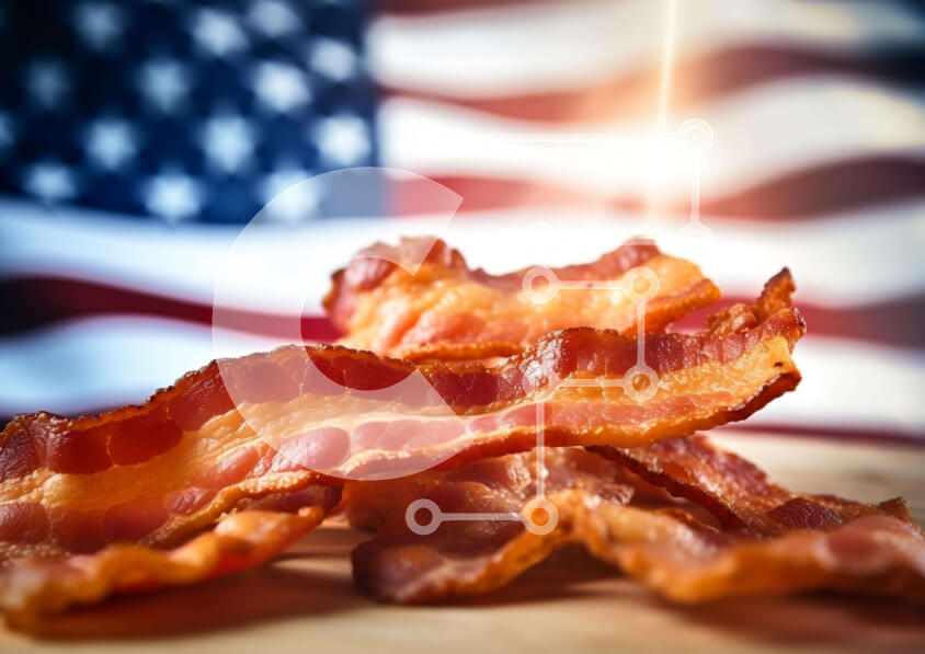 Intra Συλλεκτικό Ξύλινο Παζλ Plywood  4mm - Μπέικον στην αμερικανική σημαία για τον εορτασμό των διακοπών Σε Ξύλινο Κουτί - Διαστάσεις: 10x10 cm – 25 κομμάτια