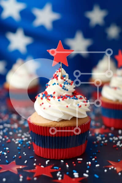 Intra Συλλεκτικό Ξύλινο Παζλ Plywood  4mm - Πατριωτικό Cupcake με Κόκκινο, Λευκό και Μπλε Διακοσμητικό γλάσο και σε σχήμα αστεριού Σε Ξύλινο Κουτί - Διαστάσεις: 10x10 cm – 25 κομμάτια