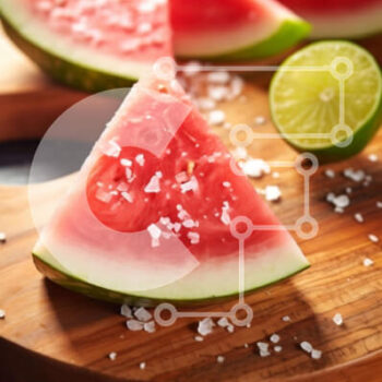 Intra Συλλεκτικό Ξύλινο Παζλ Plywood  4mm - Φρέσκες φέτες καρπούζι με λάιμ και αλάτι στο ξύλο κοπής Σε Ξύλινο Κουτί - Διαστάσεις: 10x10 cm – 25 κομμάτια - Image 1