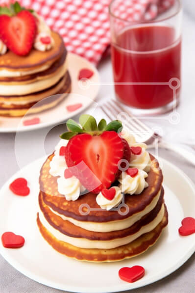 Intra Συλλεκτικό Ξύλινο Παζλ Plywood  4mm - Λαχταριστές τηγανίτες με φράουλες και σαντιγί Σε Ξύλινο Κουτί - Διαστάσεις: 10x10 cm – 25 κομμάτια