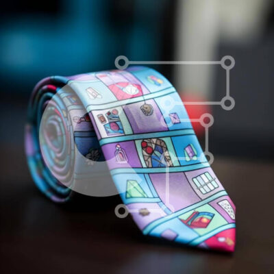 Intra Συλλεκτικό Ξύλινο Παζλ Plywood  4mm - Πολύχρωμη γραβάτα με σχέδια σε ημιτελές ξύλινο τραπέζι Σε Ξύλινο Κουτί - Διαστάσεις: 10x10 cm – 25 κομμάτια - Image 1