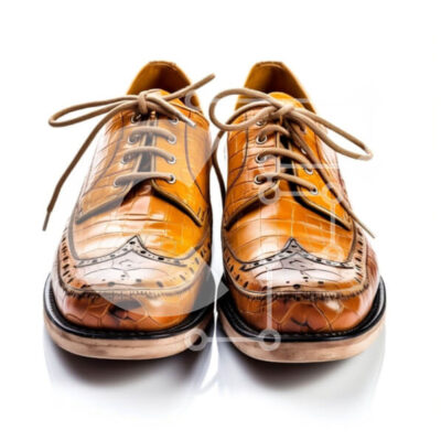 Intra Συλλεκτικό Ξύλινο Παζλ Plywood  4mm - Κομψά καφέ δερμάτινα παπούτσια με διακοσμητικό σχέδιο στο καπέλο Σε Ξύλινο Κουτί - Διαστάσεις: 10x10 cm – 25 κομμάτια - Image 1