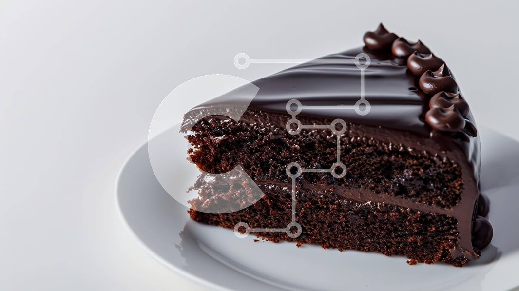 Intra Συλλεκτικό Ξύλινο Παζλ Plywood  4mm - Νόστιμες φέτες κέικ σοκολάτας σε λευκό πιάτο Σε Ξύλινο Κουτί - Διαστάσεις: 10x10 cm – 25 κομμάτια