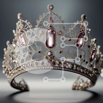 Intra Συλλεκτικό Ξύλινο Παζλ Plywood 4mm - Όμορφο στέμμα με ροζ και μωβ πολύτιμους λίθους - εικόνα από κοντά Σε Ξύλινο Κουτί - Διαστάσεις: 10x10 cm – 25 κομμάτια - Image 1