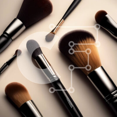 Intra Συλλεκτικό Ξύλινο Παζλ Plywood  4mm - Κομψή εικόνα με πινέλα μακιγιάζ σε καθαρό φόντο Σε Ξύλινο Κουτί - Διαστάσεις: 10x10 cm – 25 κομμάτια - Image 1