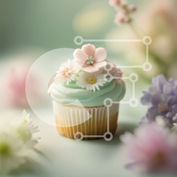 Intra Συλλεκτικό Ξύλινο Παζλ Plywood  4mm - Λαχταριστό cupcake με πράσινο παγωμένο και λευκά λουλούδια Σε Ξύλινο Κουτί - Διαστάσεις: 10x10 cm – 25 κομμάτια