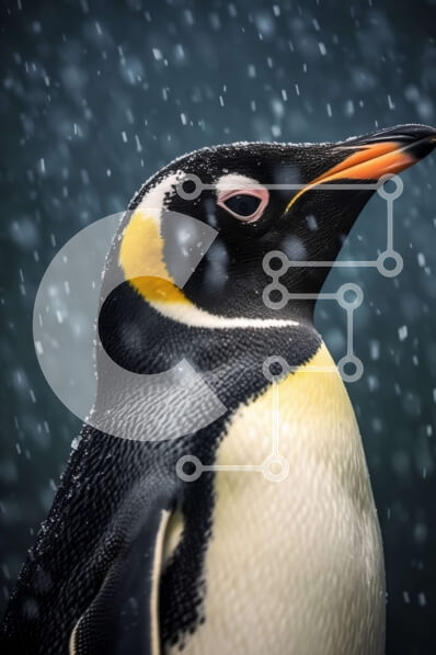 Intra Συλλεκτικό Ξύλινο Παζλ Plywood  4mm - Χαριτωμένη εικόνα ενός πιγκουίνου που κοιτάζει ψηλά στο χιόνι Σε Ξύλινο Κουτί - Διαστάσεις: 10x10 cm – 25 κομμάτια