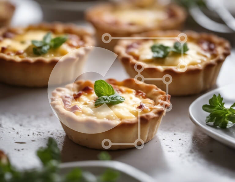 Intra Συλλεκτικό Ξύλινο Παζλ Plywood  4mm - Μίνι Τάρτες με τυρί και σπανάκι σε λευκά πιάτα Σε Ξύλινο Κουτί - Διαστάσεις: 10x10 cm – 25 κομμάτια