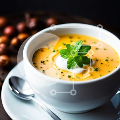 Intra Συλλεκτικό Ξύλινο Παζλ Plywood  4mm - Νόστιμο μπολ με σούπα κολοκυθιού με γλυκιά νότα Σε Ξύλινο Κουτί - Διαστάσεις: 10x10 cm – 25 κομμάτια - Image 1