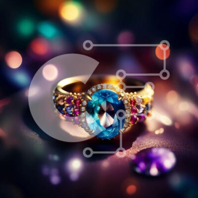 Intra Συλλεκτικό Ξύλινο Παζλ Plywood  4mm - Εκπληκτικό χρυσό δαχτυλίδι με μπλε πέτρα τοπάζι και αστραφτερά διαμάντια Σε Ξύλινο Κουτί - Διαστάσεις: 10x10 cm – 25 κομμάτια - Image 1