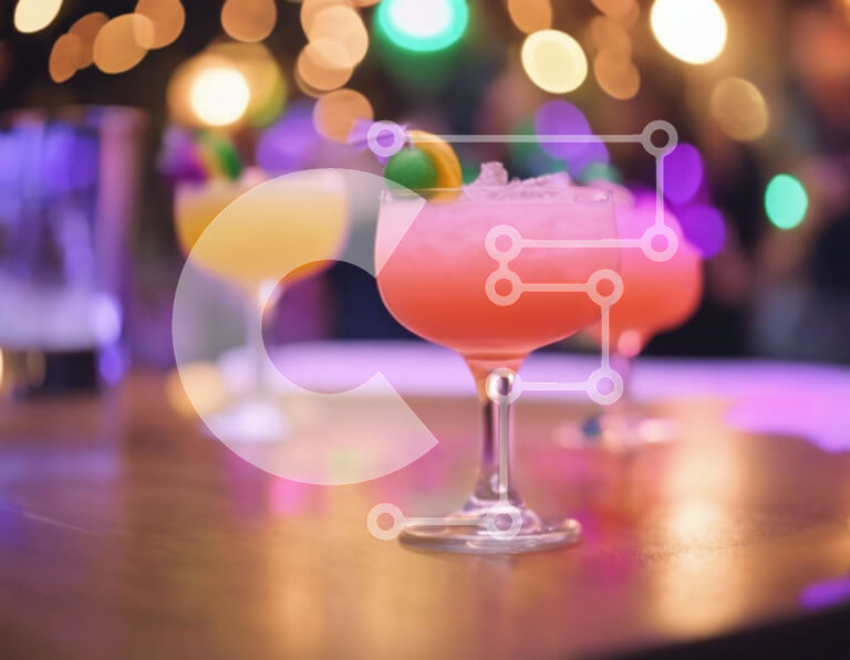 Intra Συλλεκτικό Ξύλινο Παζλ Plywood  4mm - Πολύχρωμα κοκτέιλ σε ένα τραπέζι πάρτι Σε Ξύλινο Κουτί - Διαστάσεις: 10x10 cm – 25 κομμάτια