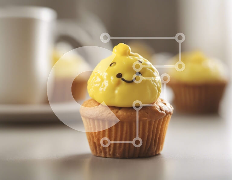 Intra Συλλεκτικό Ξύλινο Παζλ Plywood  4mm - Κίτρινο Cupcake με χαμογελαστό πρόσωπο Σε Ξύλινο Κουτί - Διαστάσεις: 10x10 cm – 25 κομμάτια