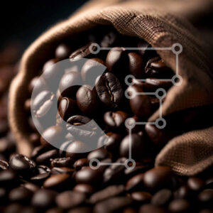 Intra Συλλεκτικό Ξύλινο Παζλ Plywood  4mm - Πλούσιοι και άφθονοι κόκκοι καφέ που χύνονται από έναν σάκο λινάτσας Σε Ξύλινο Κουτί - Διαστάσεις: 10x10 cm – 25 κομμάτια