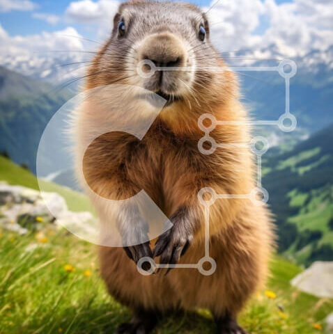 Intra Συλλεκτικό Ξύλινο Παζλ Plywood 4mm - Αξιολάτρευτο Groundhog που κοιτάζει την κάμερα σε έναν χορταριασμένο λόφο Σε Ξύλινο Κουτί - Διαστάσεις: 10x10 cm – 25 κομμάτια - Image 1