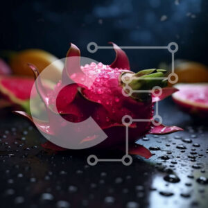 Intra Συλλεκτικό Ξύλινο Παζλ Plywood  4mm - Κοντινό πλάνο ενός ζουμερού φρούτου δράκου σε μια σκοτεινή επιφάνεια Σε Ξύλινο Κουτί - Διαστάσεις: 10x10 cm – 25 κομμάτια