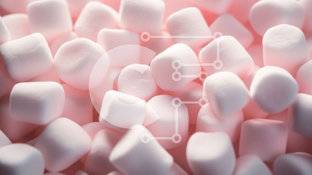 Intra Συλλεκτικό Ξύλινο Παζλ Plywood  4mm - Κοντινό πλάνο λευκών και ροζ Marshmallows Σε Ξύλινο Κουτί - Διαστάσεις: 10x10 cm – 25 κομμάτια