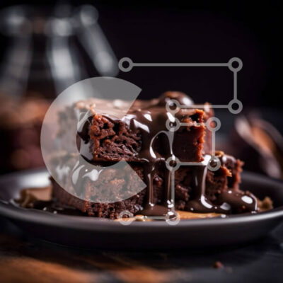 Intra Συλλεκτικό Ξύλινο Παζλ Plywood  4mm - Γκρο πλαν φωτογραφία του υγρού και μυρωδάτου μπράουνι σοκολάτας με τη σάλτσα σοκολάτας Σε Ξύλινο Κουτί - Διαστάσεις: 10x10 cm – 25 κομμάτια - Image 1