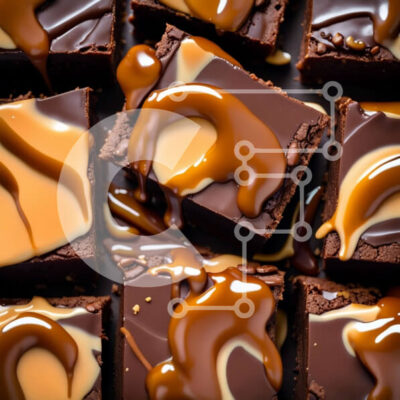 Intra Συλλεκτικό Ξύλινο Παζλ Plywood  4mm - Λαχταριστά Brownies σοκολάτας με σάλτσα καραμέλας Σε Ξύλινο Κουτί - Διαστάσεις: 10x10 cm – 25 κομμάτια - Image 1