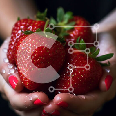 Intra Συλλεκτικό Ξύλινο Παζλ Plywood 4mm - Όμορφη εικόνα ώριμων φραουλών που κρατούνται στα χέρια της γυναίκας Σε Ξύλινο Κουτί - Διαστάσεις: 10x10 cm – 25 κομμάτια - Image 1