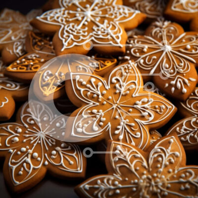 Intra Συλλεκτικό Ξύλινο Παζλ Plywood  4mm - Διάφορα μπισκότα μελόψωμο στο τραπέζι Σε Ξύλινο Κουτί - Διαστάσεις: 10x10 cm – 25 κομμάτια - Image 1