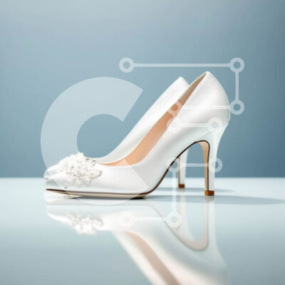 Intra Συλλεκτικό Ξύλινο Παζλ Plywood  4mm - Κομψά λευκά ψηλοτάκουνα παπούτσια με μαργαριταρένια διακόσμηση Σε Ξύλινο Κουτί - Διαστάσεις: 10x10 cm – 25 κομμάτια - Image 1