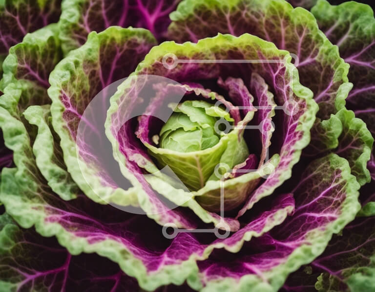 Intra Συλλεκτικό Ξύλινο Παζλ Plywood  4mm - Κοντινό πλάνο ενός φυτού πορφυρού και πράσινου λάχανου Σε Ξύλινο Κουτί - Διαστάσεις: 10x10 cm – 25 κομμάτια